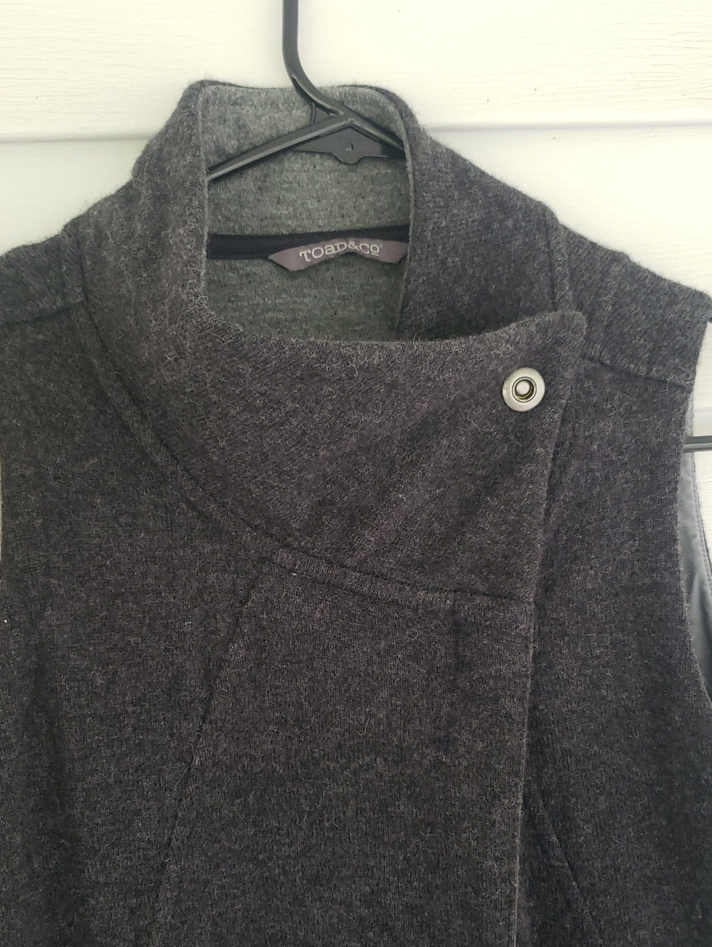 Toad and Co Asymmetrical Black Knit Tunic Long Vest Wool Blend